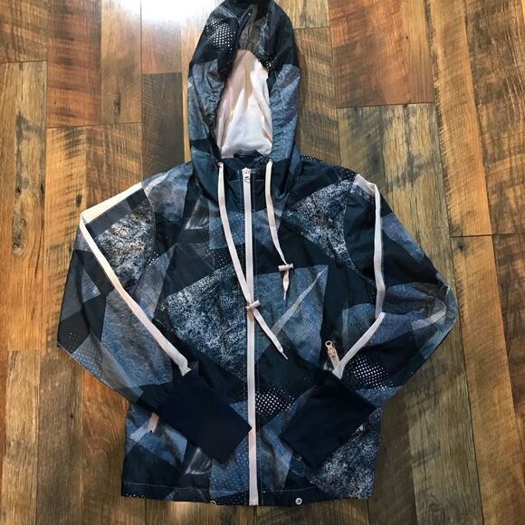 Zyia active Jacket pink blue Women’s SZ Small windbreaker zip hooded - Picture 3 of 6